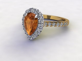 Natural Citrine and Diamond Halo Ring. Hallmarked 18ct. Yellow Gold-08-2814-8938