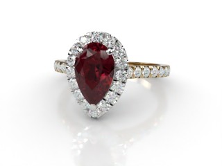 Natural Mozambique Garnet and Diamond Halo Ring. Hallmarked 18ct. Yellow Gold-08-2817-8938