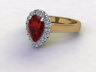 Natural Mozambique Garnet and Diamond Halo Ring. Hallmarked 18ct. Yellow Gold-08-2817-8939