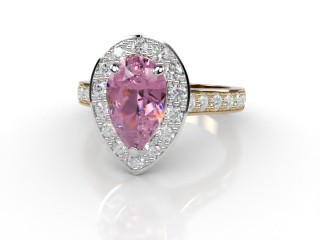 Natural Pink Sapphire and Diamond Halo Ring. Hallmarked 18ct. Yellow Gold-08-2824-8941