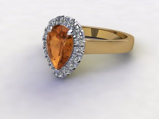 Natural Golden Citrine and Diamond Halo Ring. Hallmarked 18ct. Yellow Gold-08-2833-8939