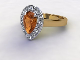 Natural Golden Citrine and Diamond Halo Ring. Hallmarked 18ct. Yellow Gold-08-2833-8940