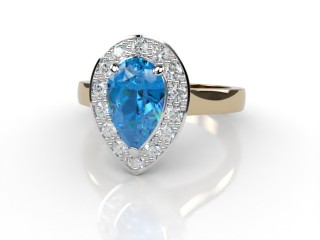 Natural Sky Blue Topaz and Diamond Halo Ring. Hallmarked 18ct. Yellow Gold-08-2838-8940