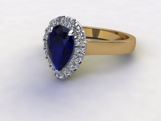 Natural Kanchanaburi Sapphire and Diamond Halo Ring. Hallmarked 18ct. Yellow Gold-08-2847-8939