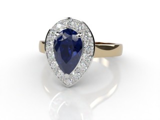 Natural Kanchanaburi Sapphire and Diamond Halo Ring. Hallmarked 18ct. Yellow Gold-08-2847-8940