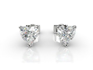 Platinum Contempory 3 Claw Heart Diamond Stud Earrings-09-0120-0005