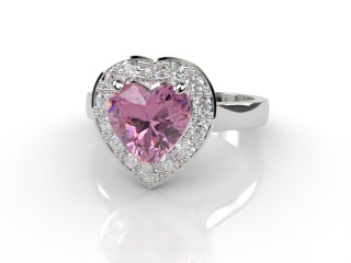 Natural Pink Sapphire and Diamond Halo Ring. Hallmarked Platinum (950)-09-0124-8949