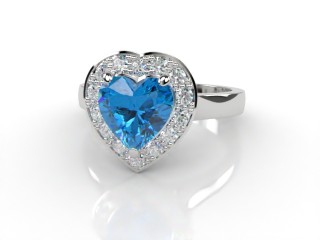 Natural Sky Blue Topaz and Diamond Halo Ring. Hallmarked Platinum (950)-09-0138-8949