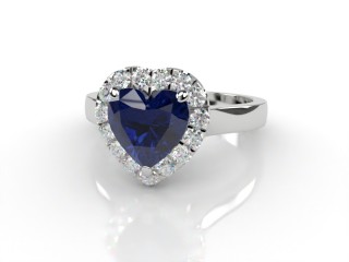 Natural Kanchanaburi Sapphire and Diamond Halo Ring. Hallmarked Platinum (950)-09-0147-8950