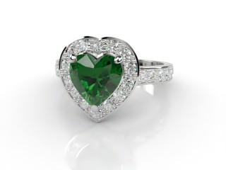 Natural Green Tourmaline and Diamond Halo Ring. Hallmarked Platinum (950)-09-0151-8948