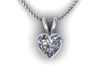 Platinum Heart Shape Diamond Pendant  - 6