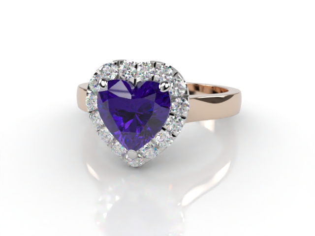 Natural Amethyst and Diamond Halo Ring. Hallmarked 18ct. Rose Gold