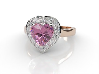 Natural Pink Sapphire and Diamond Halo Ring. Hallmarked 18ct. Rose Gold-09-0424-8949