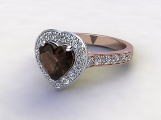 Natural Smoky Quartz and Diamond Halo Ring. Hallmarked 18ct. Rose Gold-09-0439-8948