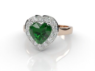 Natural Green Tourmaline and Diamond Halo Ring. Hallmarked 18ct. Rose Gold-09-0451-8949