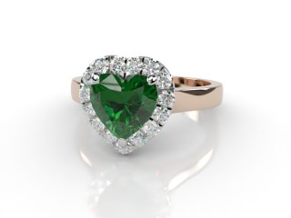 Natural Green Tourmaline and Diamond Halo Ring. Hallmarked 18ct. Rose Gold-09-0451-8950