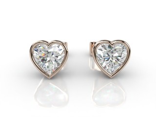 18ct. Rose Gold Rub-Over Heart Diamond Stud Earrings-09-1420-0006