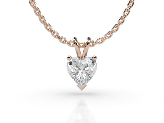 18ct. Rose Gold Heart Shape Diamond Pendant  - Main Picture