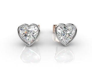 18ct. Rose Gold, Platinum Set Rub-Over Heart Diamond Stud Earrings-09-2420-0006
