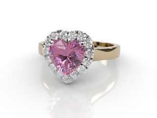 Natural Pink Sapphire and Diamond Halo Ring. Hallmarked 18ct. Yellow Gold-09-2824-8950