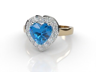 Natural Sky Blue Topaz and Diamond Halo Ring. Hallmarked 18ct. Yellow Gold-09-2838-8949