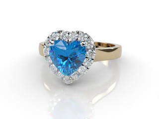 Natural Sky Blue Topaz and Diamond Halo Ring. Hallmarked 18ct. Yellow Gold-09-2838-8950