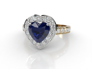 Natural Kanchanaburi Sapphire and Diamond Halo Ring. Hallmarked 18ct. Yellow Gold-09-2847-8948
