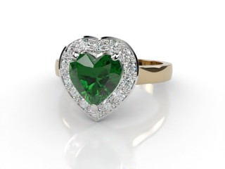 Natural Green Tourmaline and Diamond Halo Ring. Hallmarked 18ct. Yellow Gold-09-2851-8949
