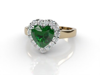 Natural Green Tourmaline and Diamond Halo Ring. Hallmarked 18ct. Yellow Gold-09-2851-8950