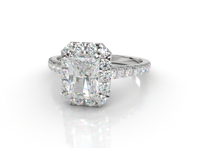 Engagement Ring: Halo Cluster Radiant-Cut - Main Picture