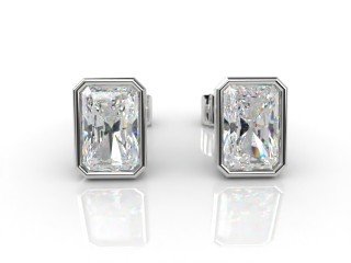 Platinum Rub-Over Radiant Diamond Stud Earrings-10-0120-0010