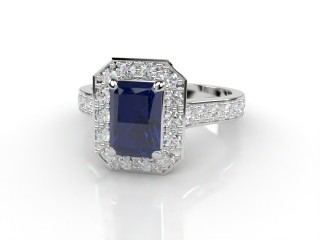 Natural Kanchanaburi Sapphire and Diamond Halo Ring. Hallmarked Platinum (950)-10-0147-8911