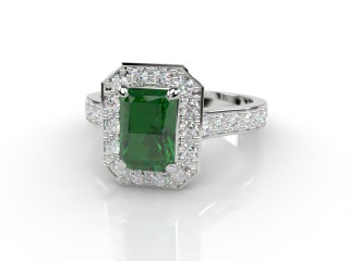 Natural Green Tourmaline and Diamond Halo Ring. Hallmarked Platinum (950)-10-0151-8911