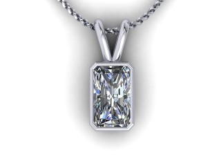 Platinum Radiant-Cut Diamond Pendant  - 6