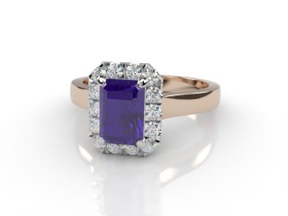 Natural Amethyst and Diamond Halo Ring. Hallmarked 18ct. Rose Gold-10-0412-8910