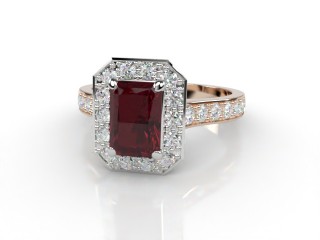 Natural Mozambique Garnet and Diamond Halo Ring. Hallmarked 18ct. Rose Gold-10-0417-8911