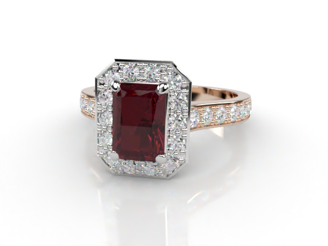 Natural Mozambique Garnet and Diamond Halo Ring. Hallmarked 18ct. Rose Gold