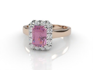 Natural Pink Sapphire and Diamond Halo Ring. Hallmarked 18ct. Rose Gold-10-0424-8910