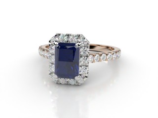 Natural Kanchanaburi Sapphire and Diamond Halo Ring. Hallmarked 18ct. Rose Gold-10-0447-8909