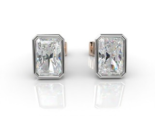 18ct. Rose Gold, Platinum Set Rub-Over Radiant Diamond Stud Earrings-10-2420-0010