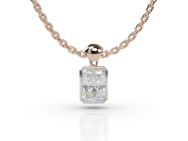 18ct. Rose Gold, Platinum Set Radiant-Cut Diamond Pendant 