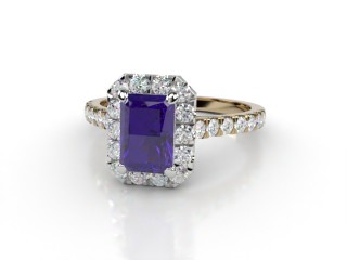 Natural Amethyst and Diamond Halo Ring. Hallmarked 18ct. Yellow Gold-10-2812-8909
