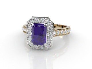 Natural Amethyst and Diamond Halo Ring. Hallmarked 18ct. Yellow Gold-10-2812-8911