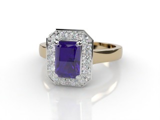 Natural Amethyst and Diamond Halo Ring. Hallmarked 18ct. Yellow Gold-10-2812-8912
