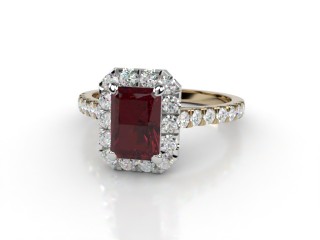 Natural Mozambique Garnet and Diamond Halo Ring. Hallmarked 18ct. Yellow Gold-10-2817-8909