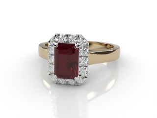 Natural Mozambique Garnet and Diamond Halo Ring. Hallmarked 18ct. Yellow Gold-10-2817-8910