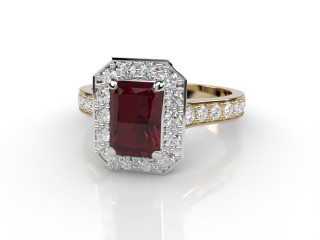 Natural Mozambique Garnet and Diamond Halo Ring. Hallmarked 18ct. Yellow Gold-10-2817-8911