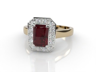 Natural Mozambique Garnet and Diamond Halo Ring. Hallmarked 18ct. Yellow Gold-10-2817-8912