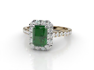 Natural Green Tourmaline and Diamond Halo Ring. Hallmarked 18ct. Yellow Gold-10-2851-8909
