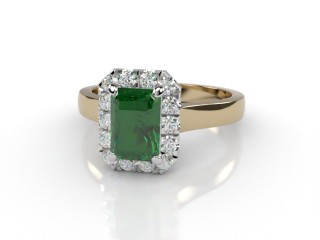 Natural Green Tourmaline and Diamond Halo Ring. Hallmarked 18ct. Yellow Gold-10-2851-8910